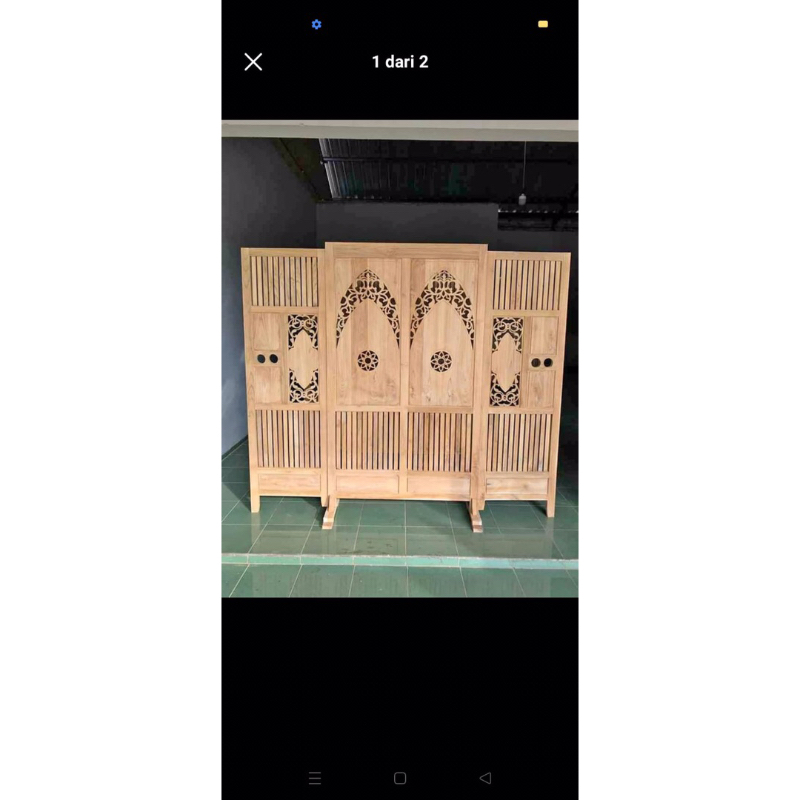 Penyekat Ruangan kayu jati sketsel kayu jati