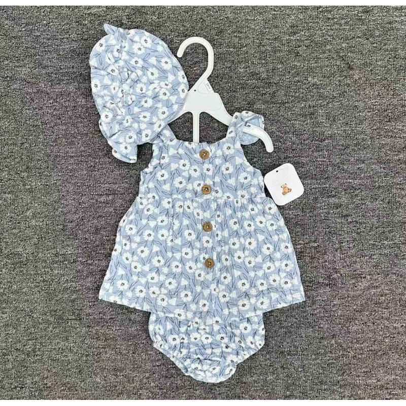 SET TOPI DRESS CELANA BAYI PEREMPUAN