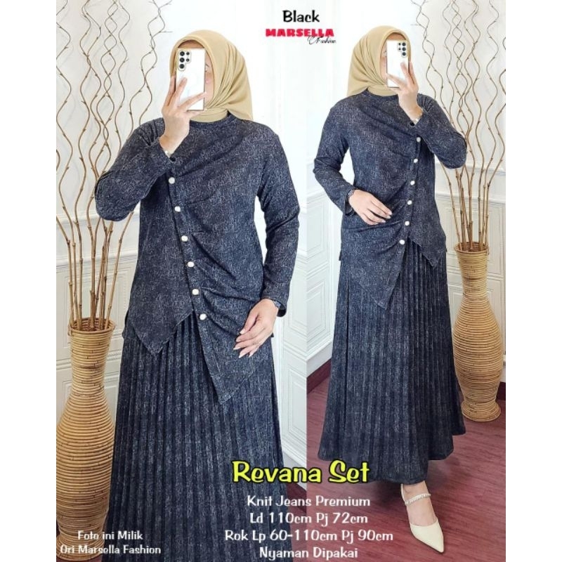 Revana set knit jeans premium/Setelan wanita bahan premium