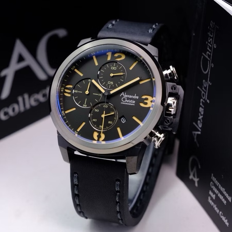 Alexandre Christie AC 6280 AC6280MC AC6280 Jam Tangan Pria Leather Chronograph Garansi 1 Tahun ORIGI