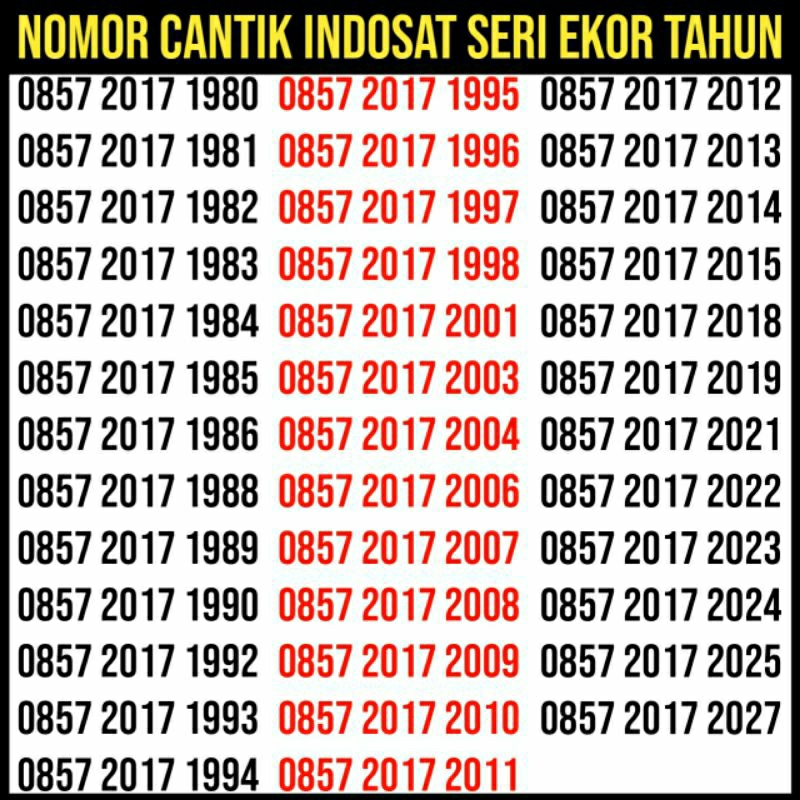 Nomor cantik Indosat IM3 ekor tahun 0856 0091 Tahun