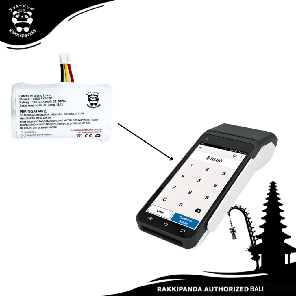 Baterai Rakkipanda Baterai Mesin Verifone X990