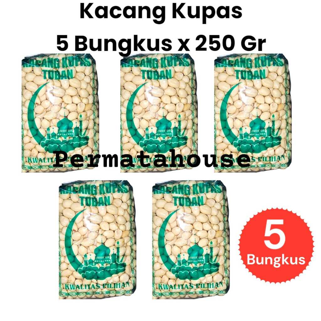 

Promo Murah Kacang Kupas Tuban 5 Bungkus Kemasan 250 Gram Kacang Mentah