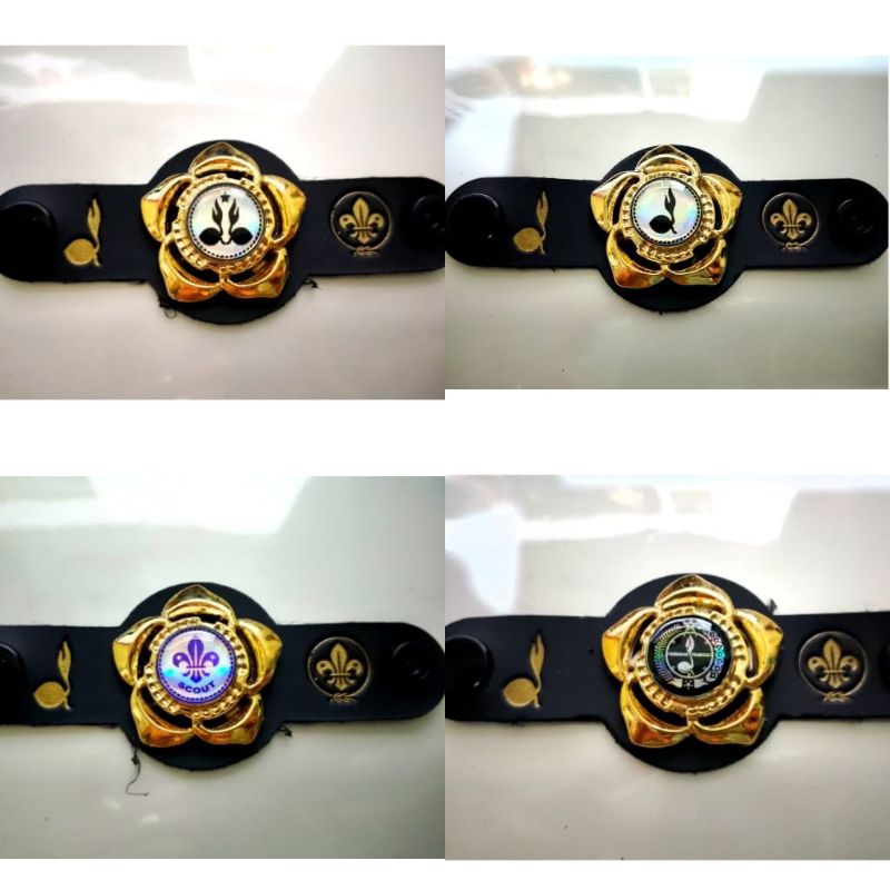 

Ring Kacu Pramuka motif bunga warna Gold hologram