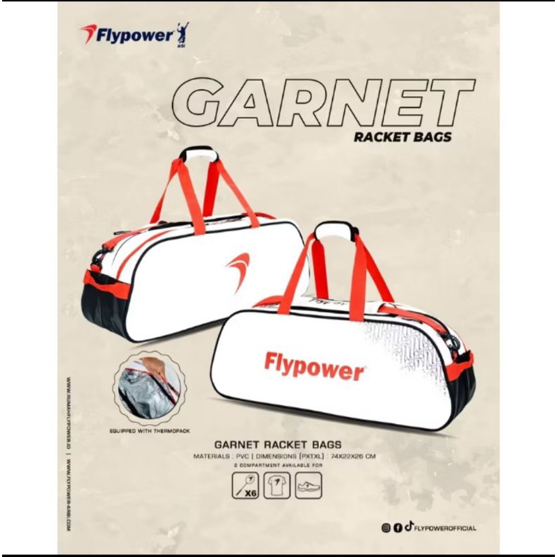 Flypower garnet square with thermopack-tas badminton original flypower