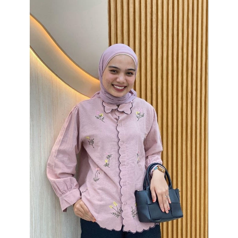 KEMEJA ATASAN HIJAB BUNGA BUNGA