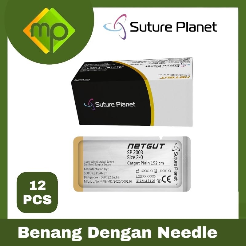 Benang Jahit Cat Gut Plain   NetGut  Sature Planet 1 Box isi 12 Pcs  Cat Gut  Plain
