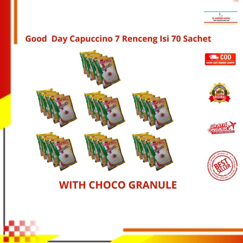 

[PAKET HEMAT ISI 7] Goodday CAPUCCINO 7 Renceng Isi 70 Sachet PROMO MURAH/ Kopi Goodday CAPUCCINO 7 Renceng Isi 70 Sachet PROMO MURAH