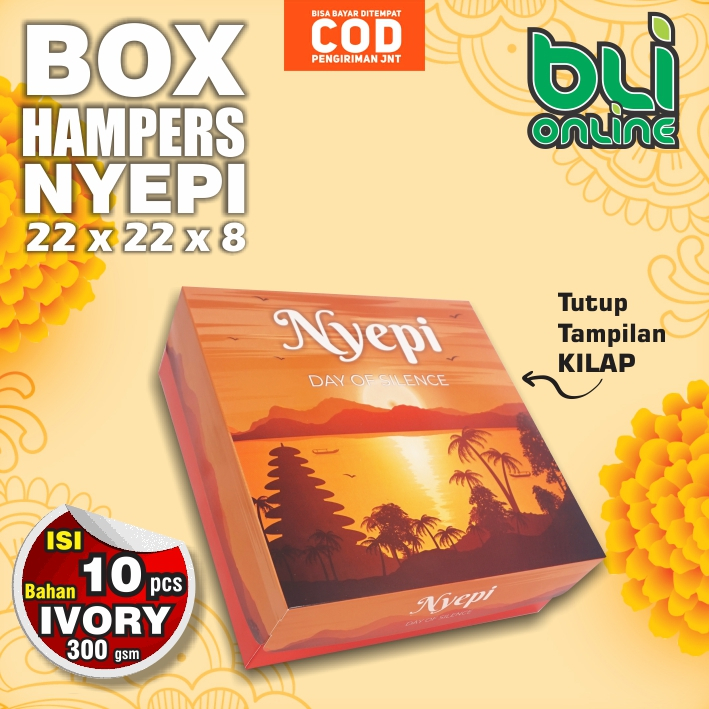 

Box Nyepi 22 x 22 x 8 / isi 10pcs / Hampers Nyepi / Dus Nyepi / kotak Kue Kering / Kardus Nyepi