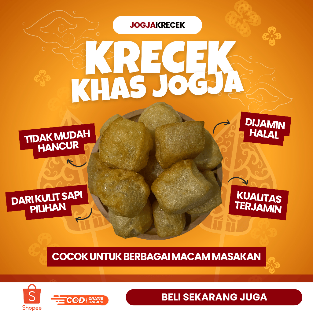 

Krecek Sayur/Krecek Kulit Sapi/Krecek Gudeg Kualitas Super (1Kg)