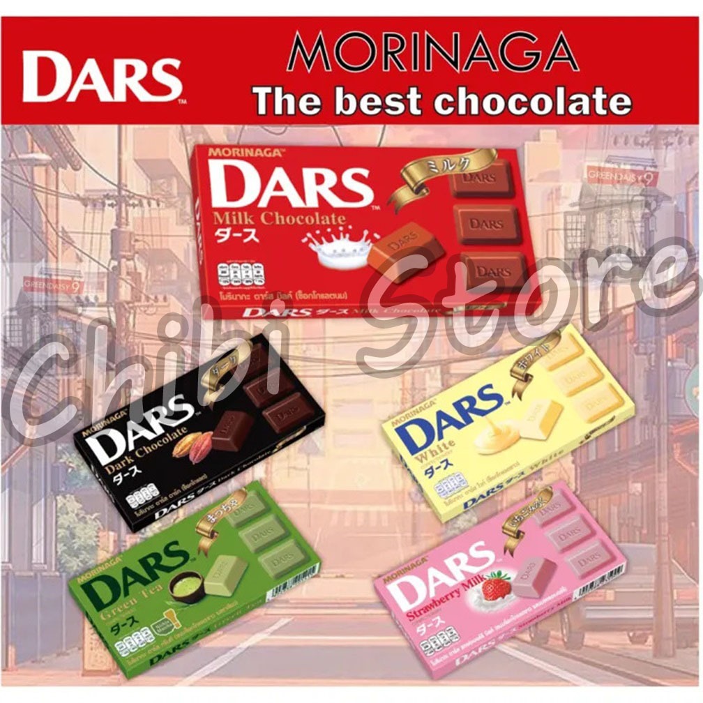 

Morinaga DARS Chocolate Japan - Dars Coklat Khas Jepang - Morinaga Cokelat Jepang 42g - DARS Dark Chocolate - DARS White Chocolate - DARS Milk Chocolate - DARS Green Tea