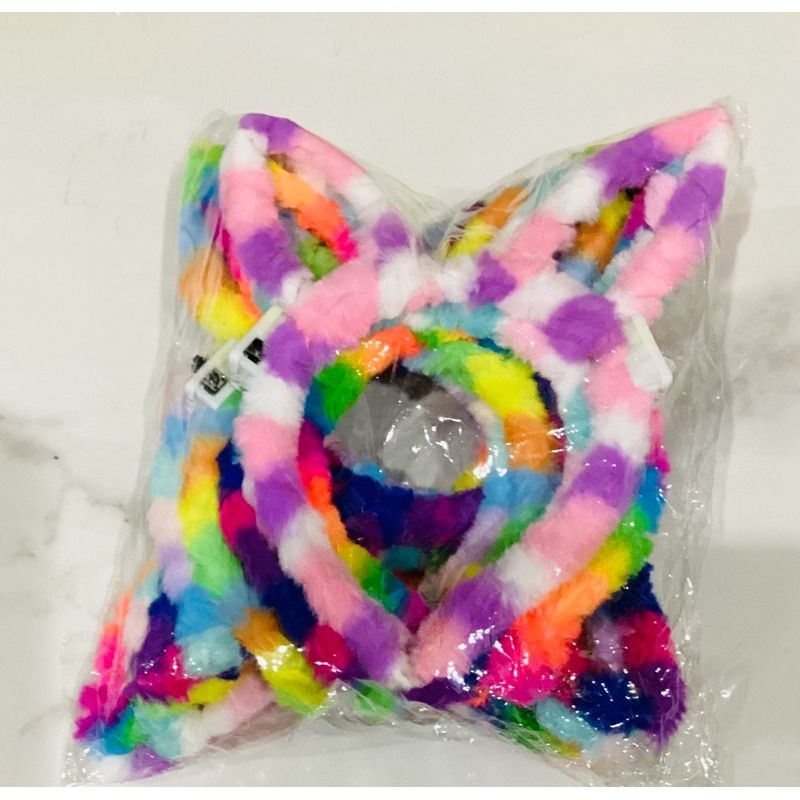 LUSINAN, bando bulu kelinci Led, bando bulu telinga pompom,bunga led,ccok untuk dewasa&anak