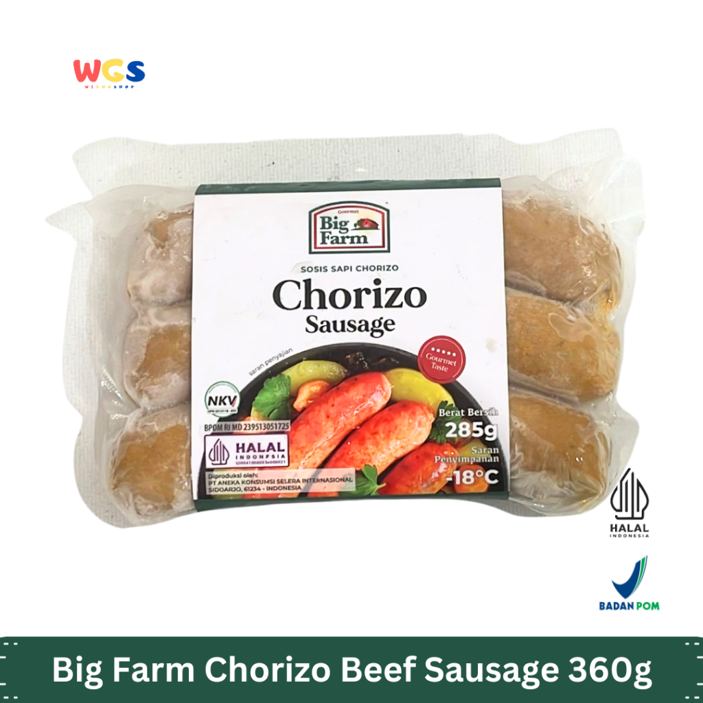 

Big Farm Chorizo Sausage 285g – Sosis Sapi Chorizo Pedas Gurih ala Spanyol, Lezat dan Juicy