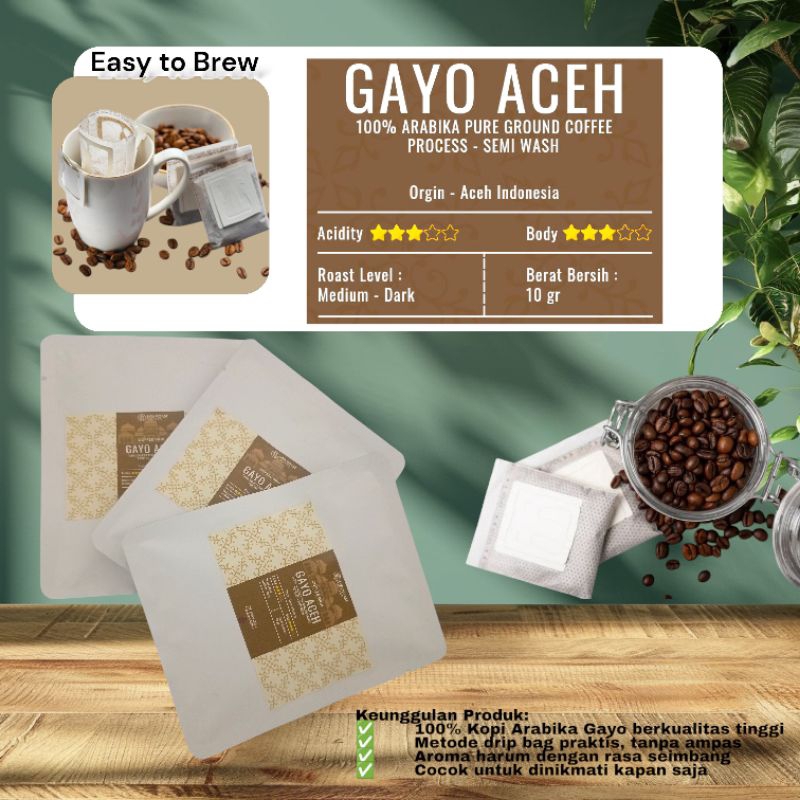 

Dripbag kopi Arabika Aceh Gayo - Easy to Brew