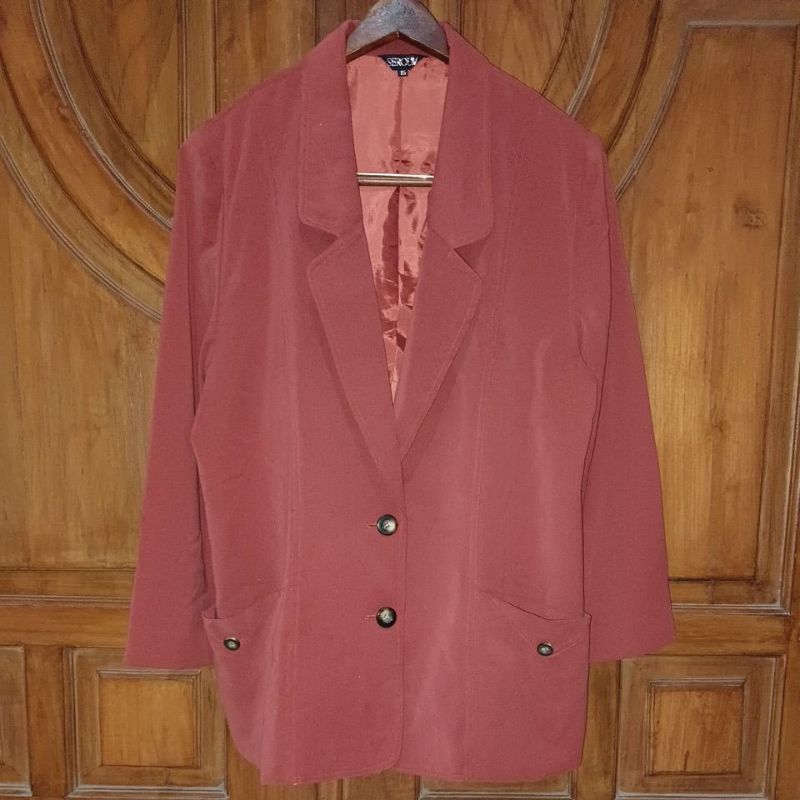 PRELOVED SEROUM Blazer Formal Wanita Merah Bata Bigsize LD 100+