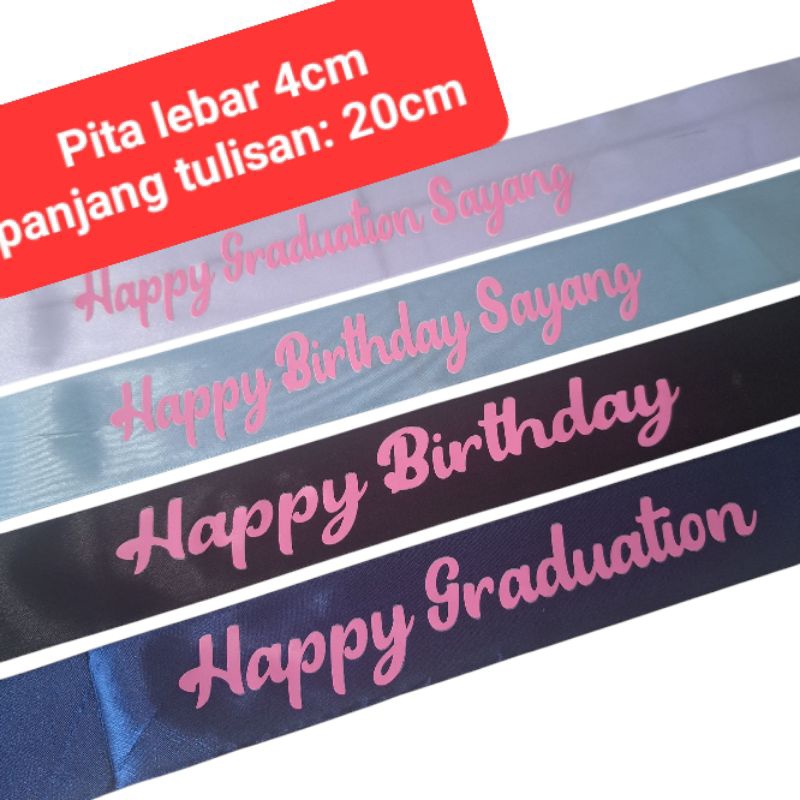 pita buket ucapan lebar 4cm  bahan pita satin