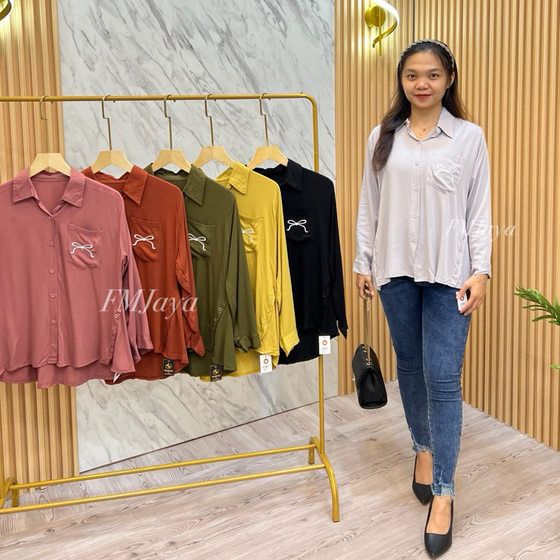 KEMEJA RAYON WANITA 9290 || KEMEJA 7/8 WANITA || KEMEJA WANITA MOTIF PITA