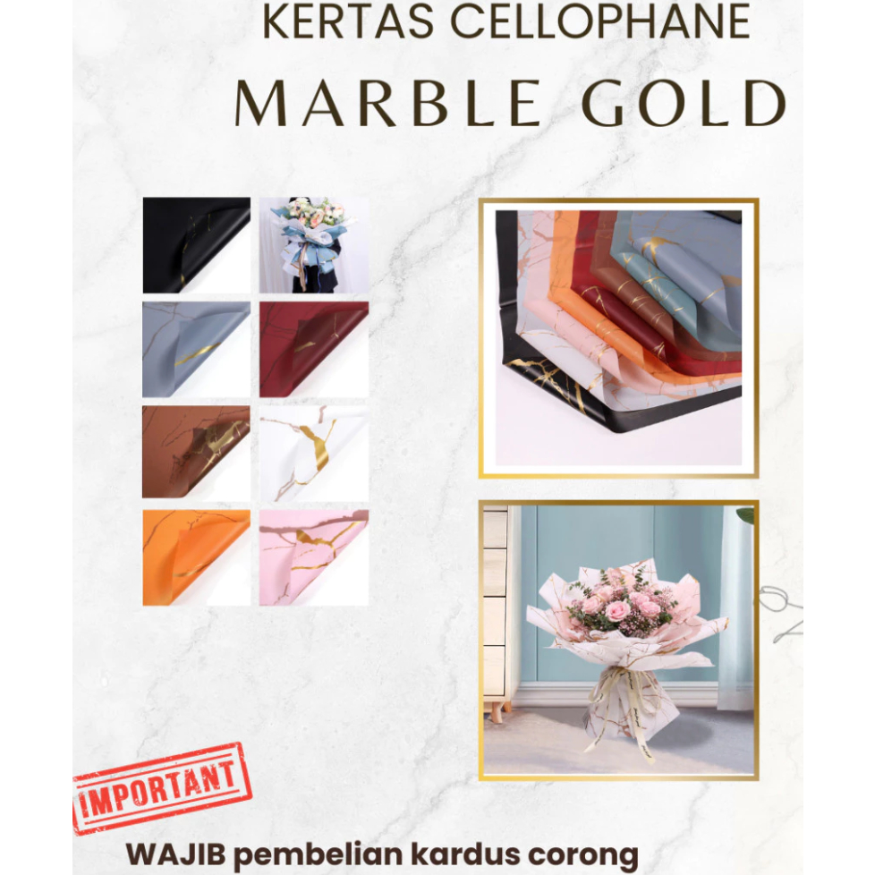 

[Yobee] Kertas Cellophane Buket Bunga Gold Marble