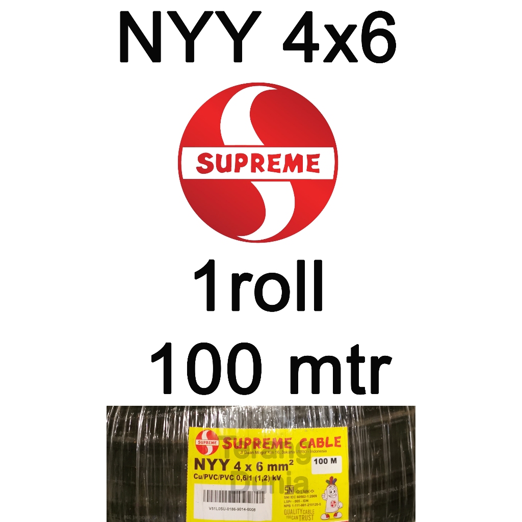 Kabel NYY 4x6 100meter Kabel Supreme NYY 4x6 1 rol Kabel Tufur 4x6 Supreme 100meter Kabel Tunggal 4x