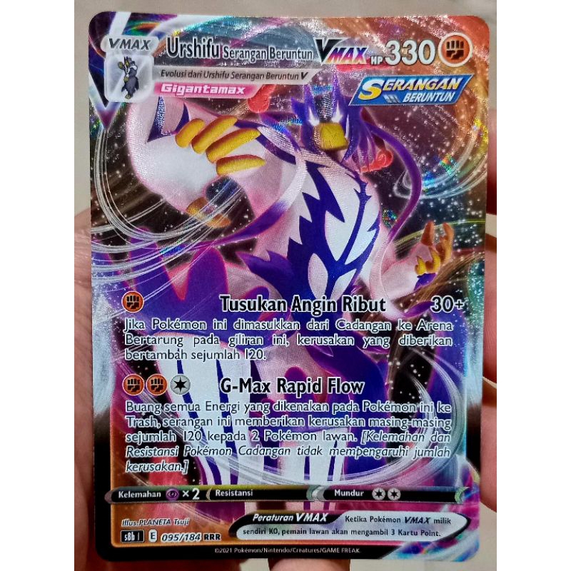 KARTU POKEMON URSHIFU SERANGAN BERUNTUN VMAX RRR INDONESIA HOLO NOT MINT