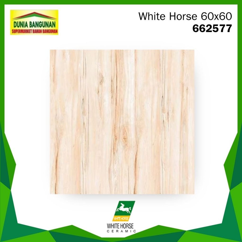 Granit 60x60 White Horse 662577 Granit Lantai Glossy / Granit Motif Kayu