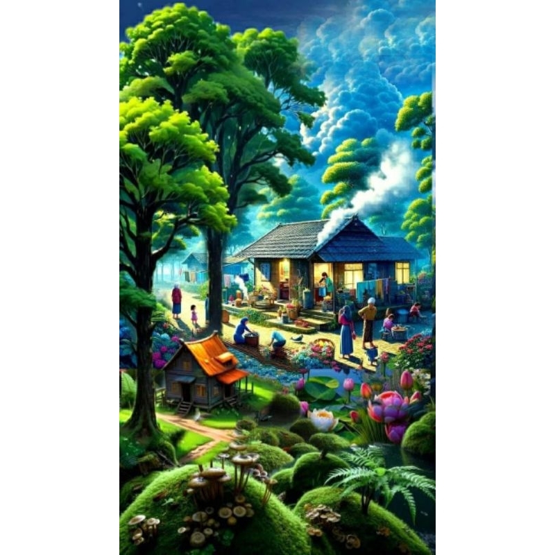 poster cetak jumbo pemandangan pedesaanhiasan dinding pemandangan pedesaan macam macam ukuran