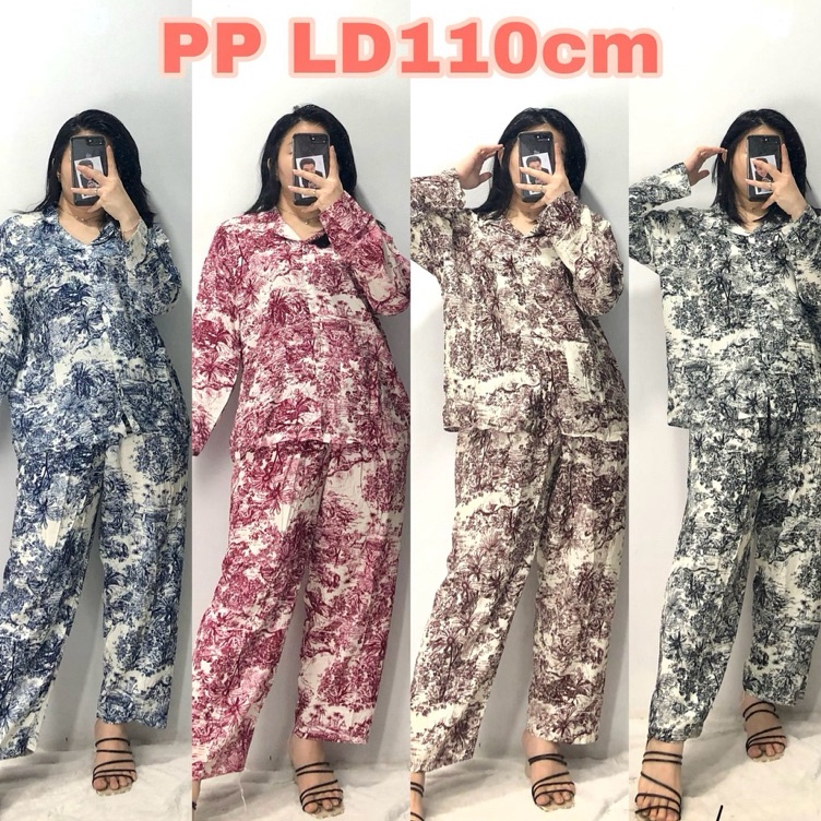 KODE S67D COD Dior Piyama Lengan Panjang Wanita Jumbo Ld11cm set panjang oneset panjang dior piyamab