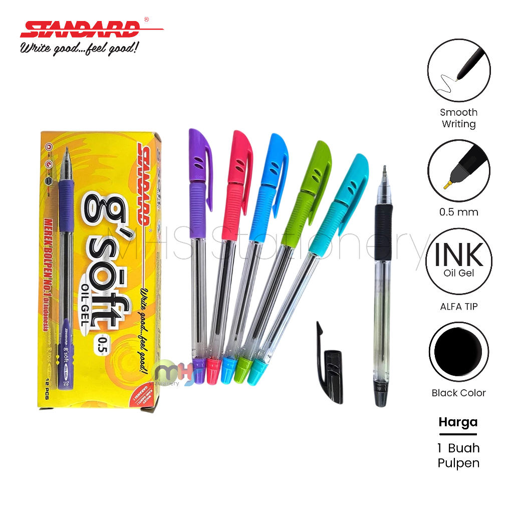 

STANDARD Bolpoin Pulpen Ballpoint Semi Gel Pen Pena G'SOFT GSOFT G-SOFT 0.5mm