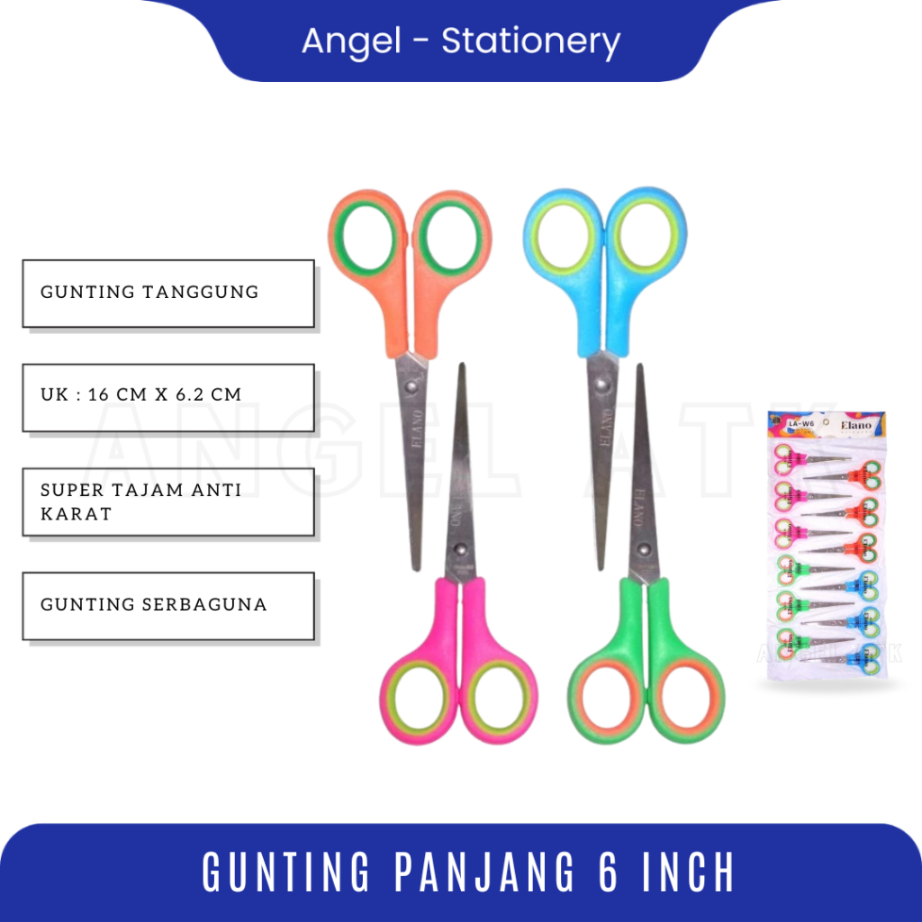 

Gunting Panjang 6" Warna / Stainless Steel Scissor / Gagang Karet Anti Mintul / Gunting Tajam Murah / Bayar di rumah / Atk Blessing