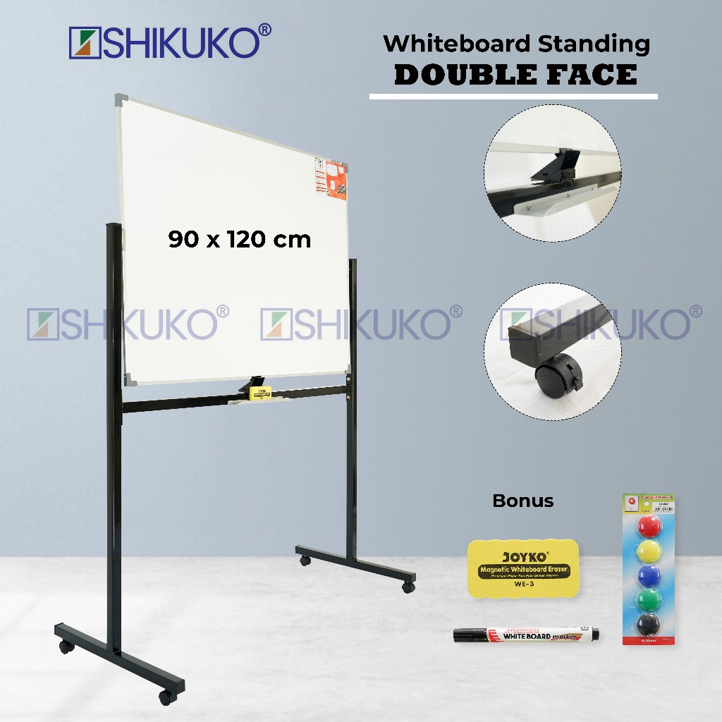 

Whiteboard Standing Double Face 90 x 120 - Papan Tulis Magnet