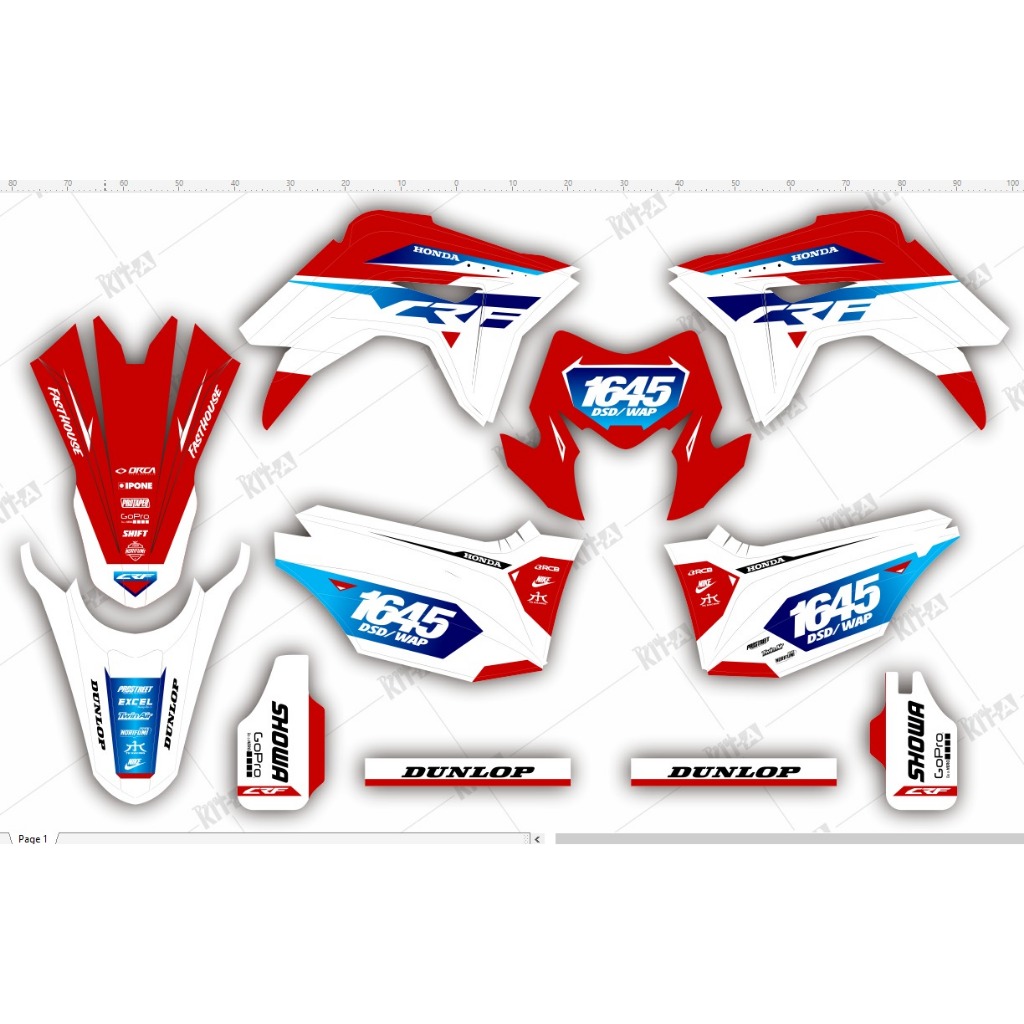 STIKER DECAL SUPERMOTO CRF 150L MOTIF BIRU MERAH PINK D-I2-1034 I2-1038 I2-1099
