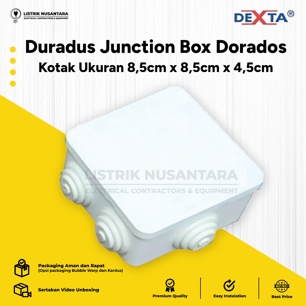 Duradus Junction Box Dexta Dorados 5/8 3/4 8cm 10cm Hitam dan Putih