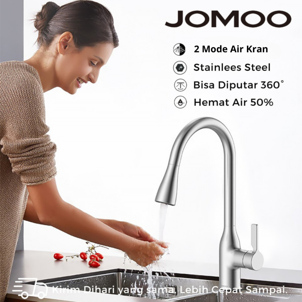 JOMOO Kran Tarik Fleksibel Panas Dingin / Kran Dapur Tarik Panas Dingin / Kran Tarik Panas Dingin