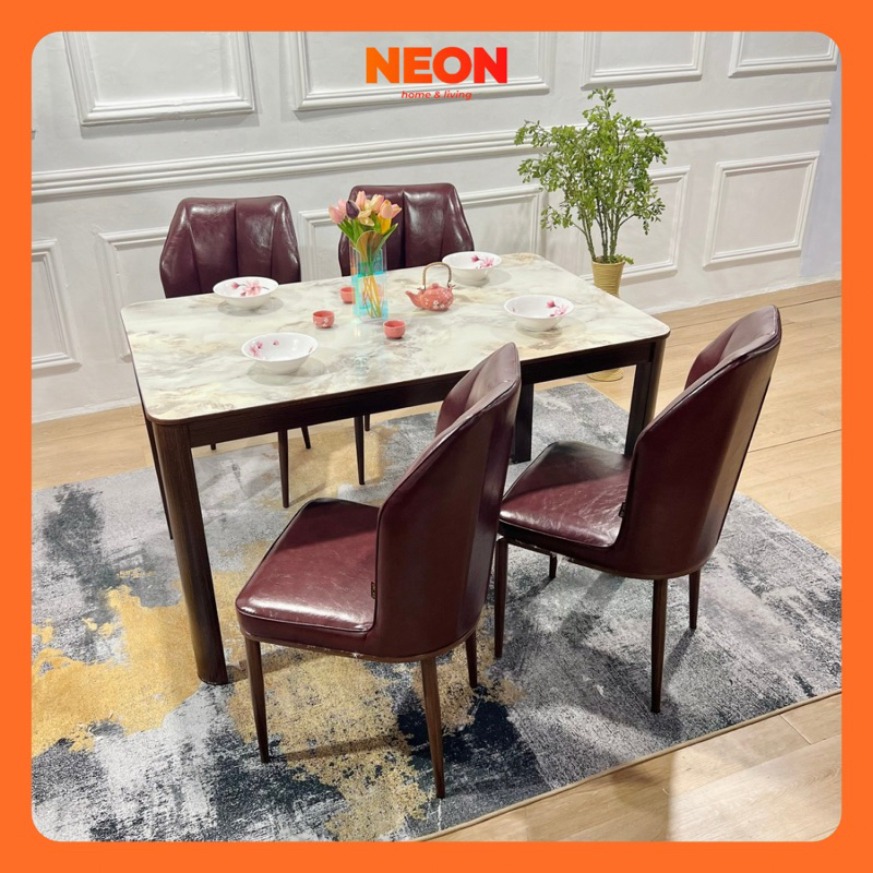 NEON Meja Makan Broni 4 Kursi | Set Meja Makan Besi Minimalis