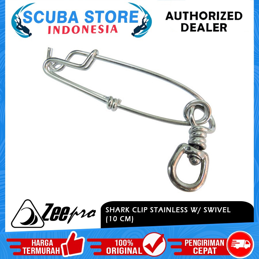 Shark Clip Stainless Zeepro with Swivel 10cm Stainless Tuna Float Line Spearfishing Panah Ikan Selam