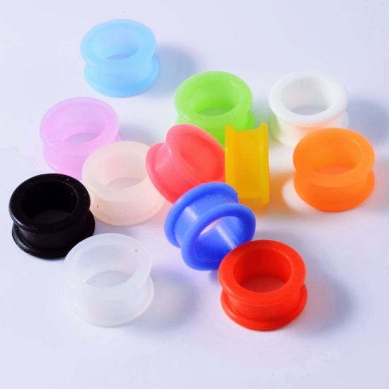 PIERCING TELINGA SILIKON WARNA / PIERCING KARET / PIERCING EAR PLUG / PLONG KARET RANDOM