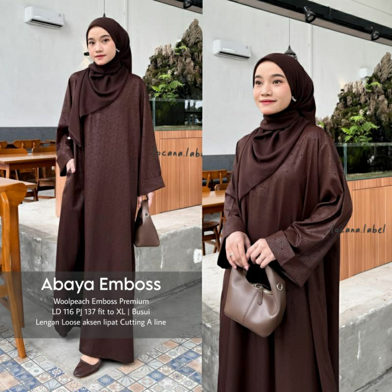 LOCANA LABEL (READY STOCK) Azna Abaya Emboss Locana Label Arabian Loose Dress Muslim Wanita LCN Solo