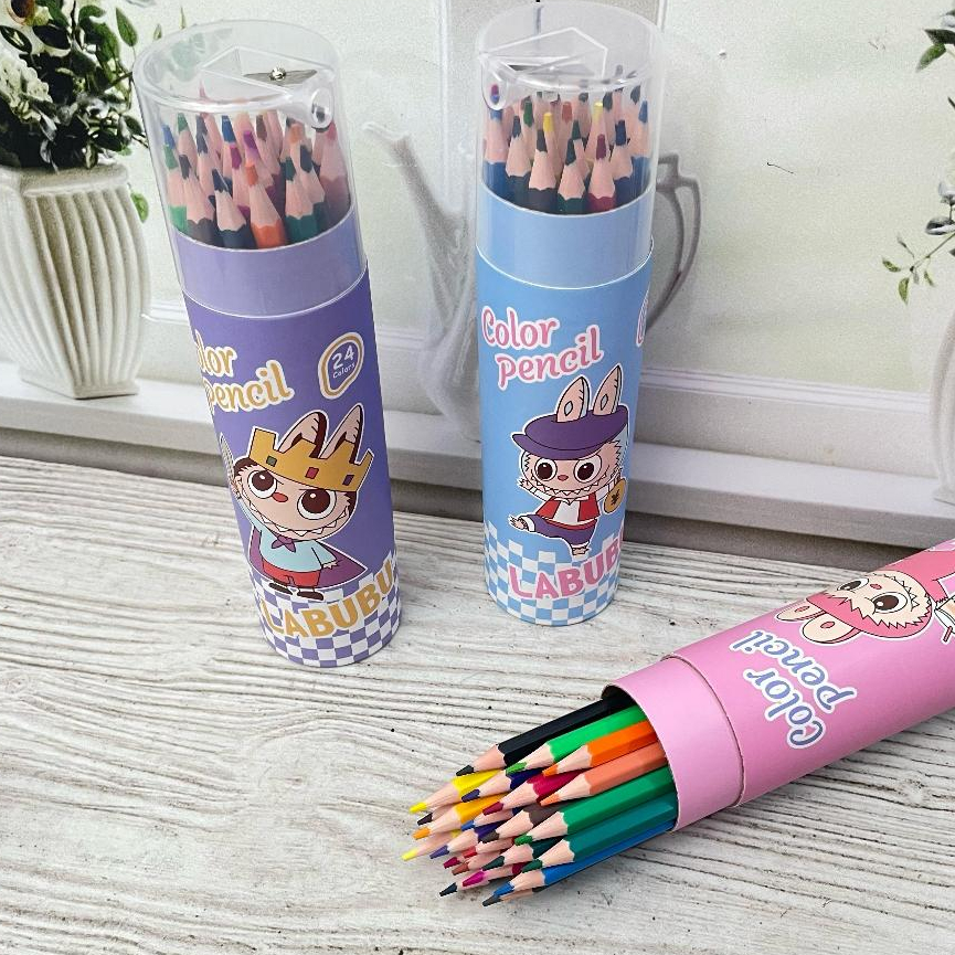 

Pensil Warna Isi 24pcs Karakter Kartun Viral Labubu Warna Soft Pastel Cover Tabung Free Rautan Bisa COD