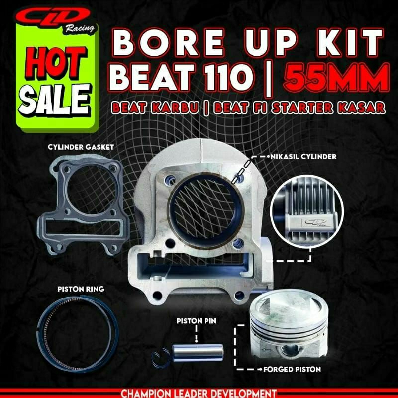 Paket Bore Up Kit Beat Fi Stater Kasar OS 55mm by CLD Racing Original