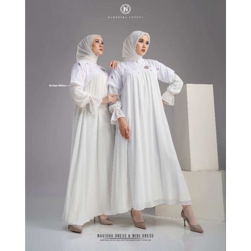 GAMIS PUTIH // NAVISHA SERIES NADHEERA LUXURY TERBARU (Bunga2 Random) // DRESS DAN MIDI DRESS // DRE