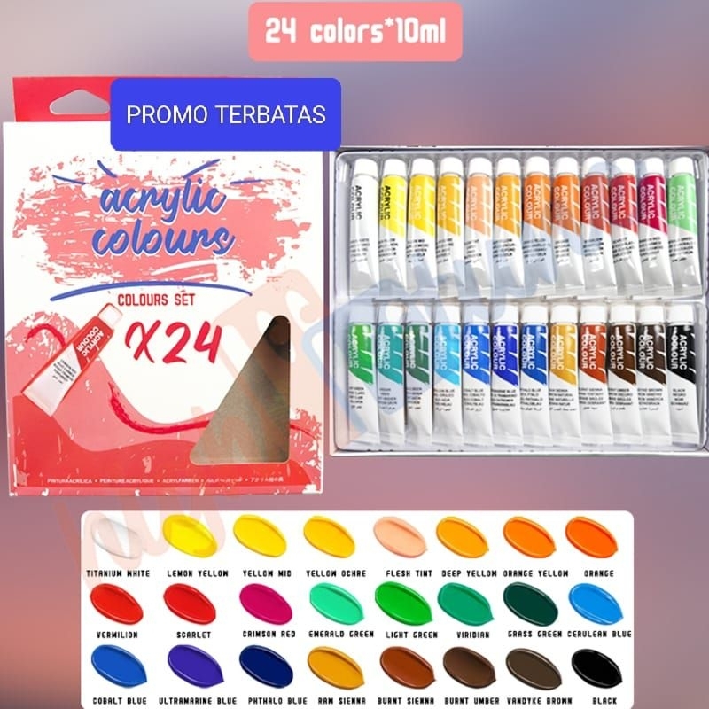 

Cat Akrilik set 24 warna Acrylic Paint Color Set