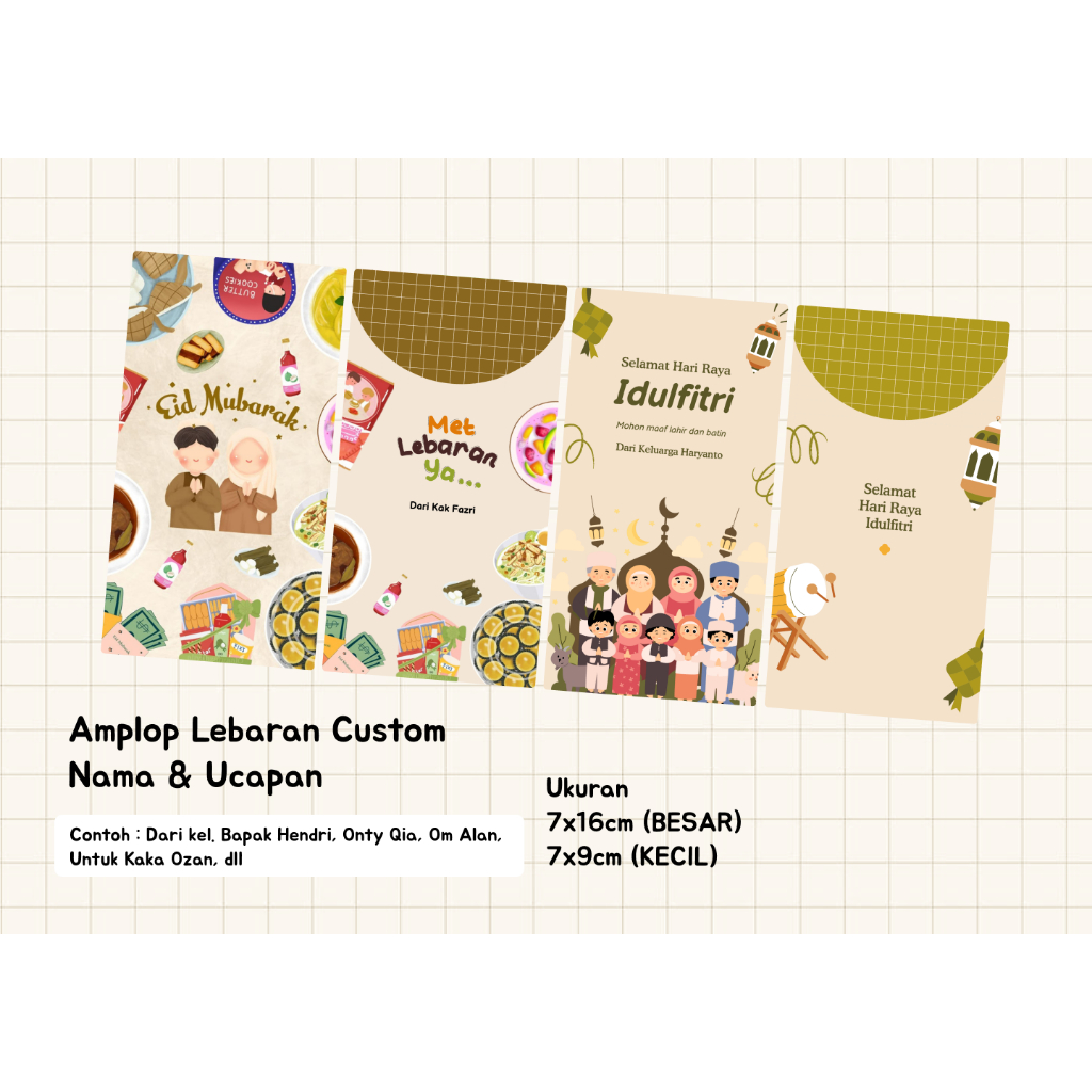 

Amplop Lebaran Custom Nama dan Ucapan Idul Fitri Murah Besar Kecil Grosir Request Design Hari Raya Lucu Aesthetic Angpao Envelope Angpau