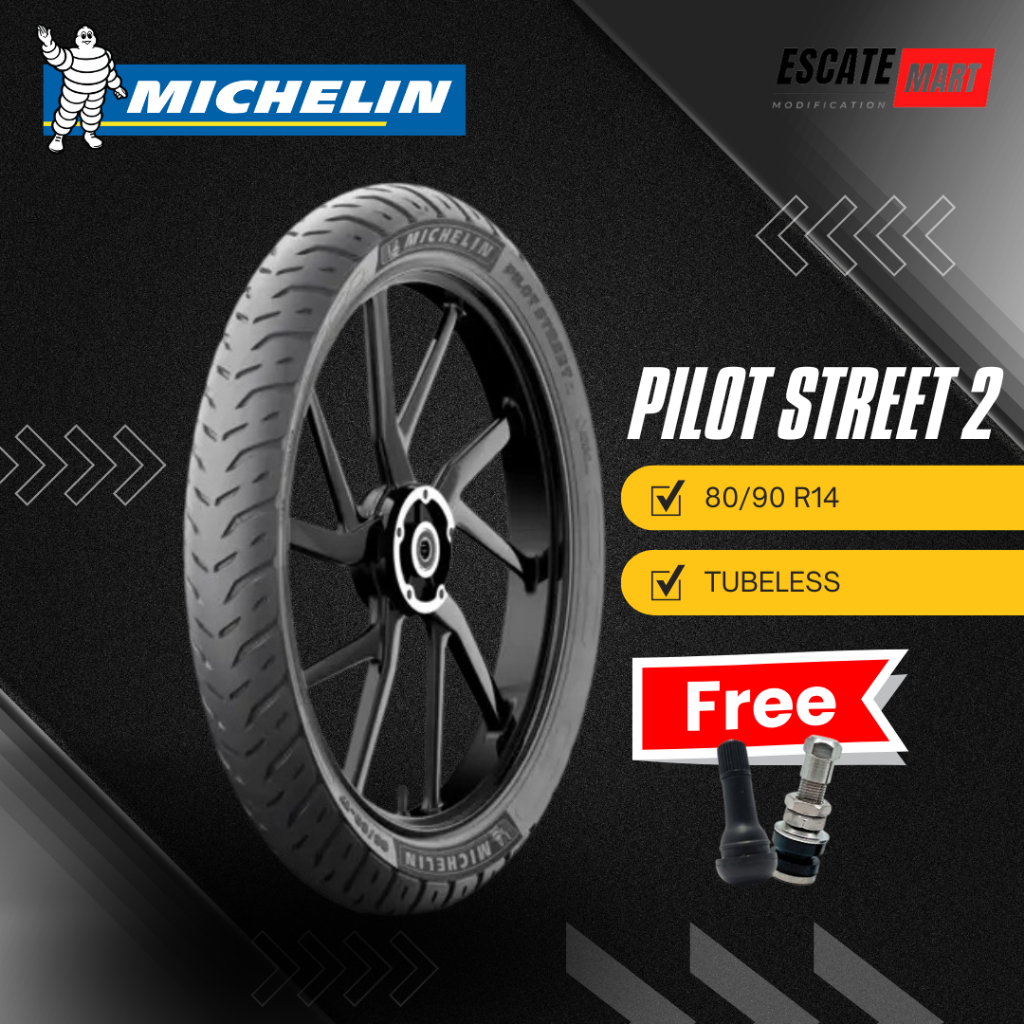 Michelin Pilot Street 2 80/90-14 Tubeless - Ban Motor Michelin Pilot Street 2 80/90 Ring 14 Tubeless