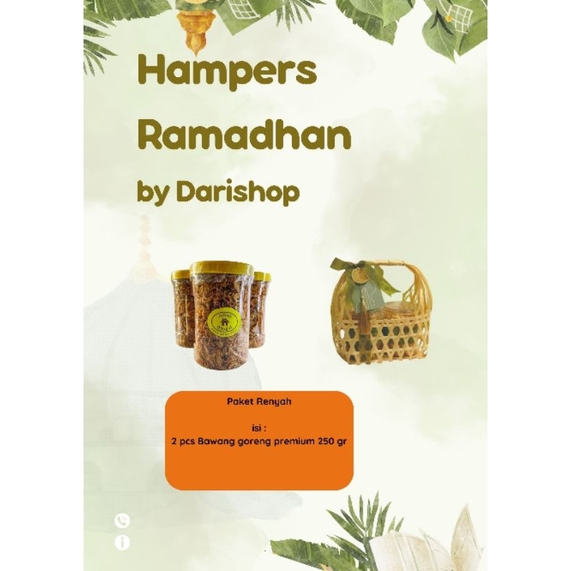 

Hampers Lebaran Bingkisan Ramdhan Parcel Hampers Lebaran Hadiah Lebaran| Bingkisan Hampers Bawang Goreng Premium Tanpa Tepung 250 gram