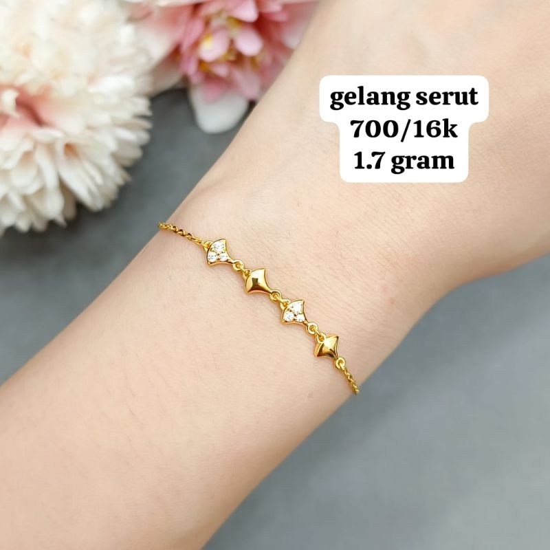 gelang serut model tipis korea emas asli kadar 700