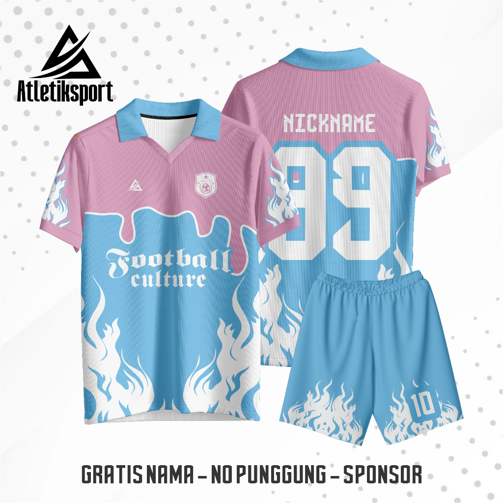 Baju Jersey Bola / Futsal warna Pink Custom Nama Nomor Logo