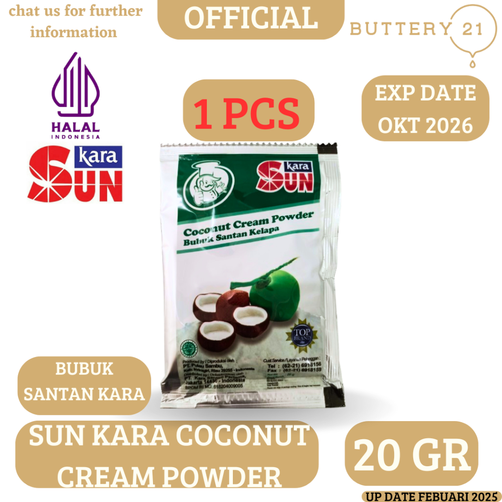 

SAN KARA BUBUK 20 GR/SUNKARA/COCONUT CREAM POWDER/BUBUK SANTAN KELAPA/BUBUK KELAPA