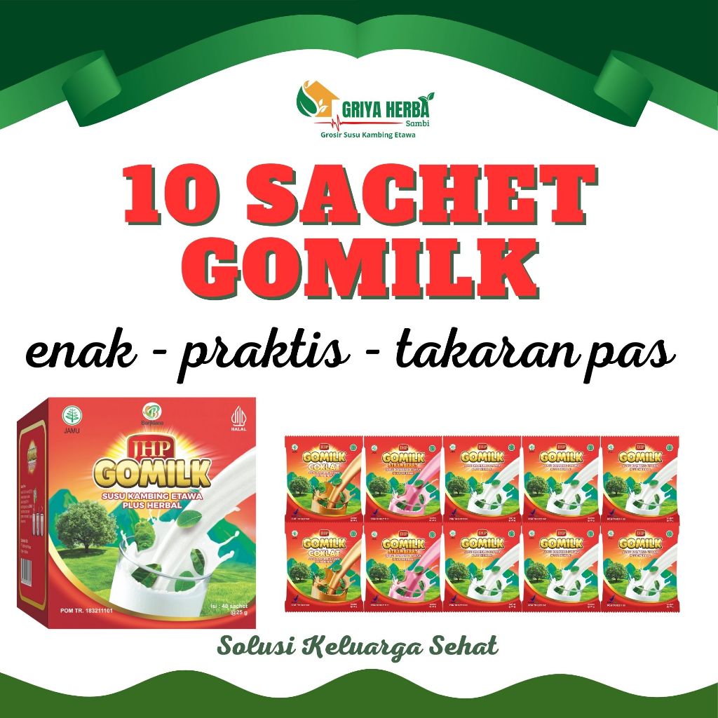 

Griya Herba Sambi Gomilk Susu Kambing Etawa Plus Herbal 10 Sachet