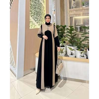Gamis Wanita Syar i Terbaru Lebaran 2 layer Ceruty Babydoll Full Furing MEwah Elegant