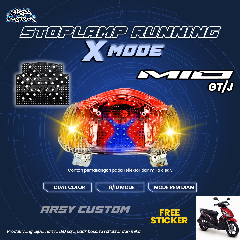 Lampu Rem Mio J GT X Running Mode 8 10 Otomatis Manual Lampu LED Aksesoris Variasi